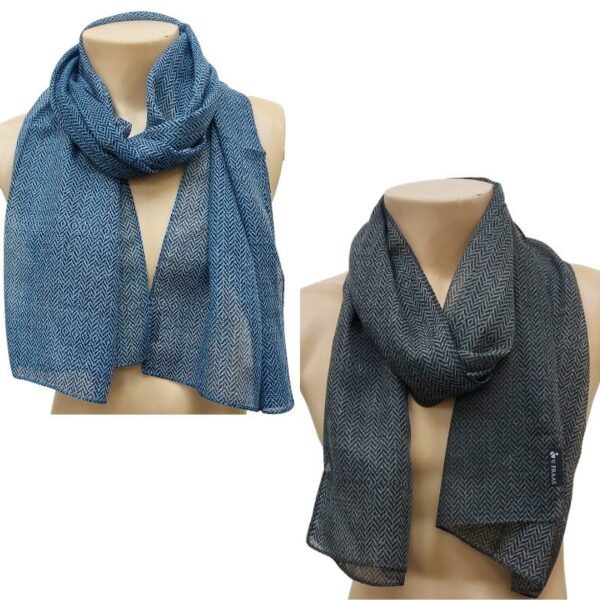 Wholesale Adult Fall Scarf - Blue & Grey