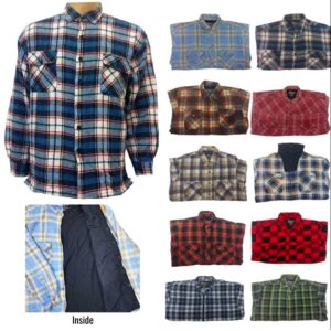 Wholesale Men’s Flannel Jacket with Quilted Lining Asst Patterns and Styles (Size_ S-2XL)