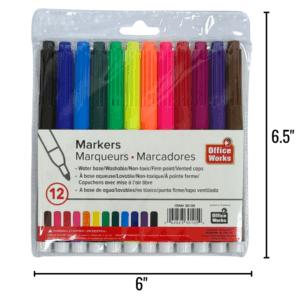 Wholesale 12-Pack Washable Markers Set ($0.13 each)