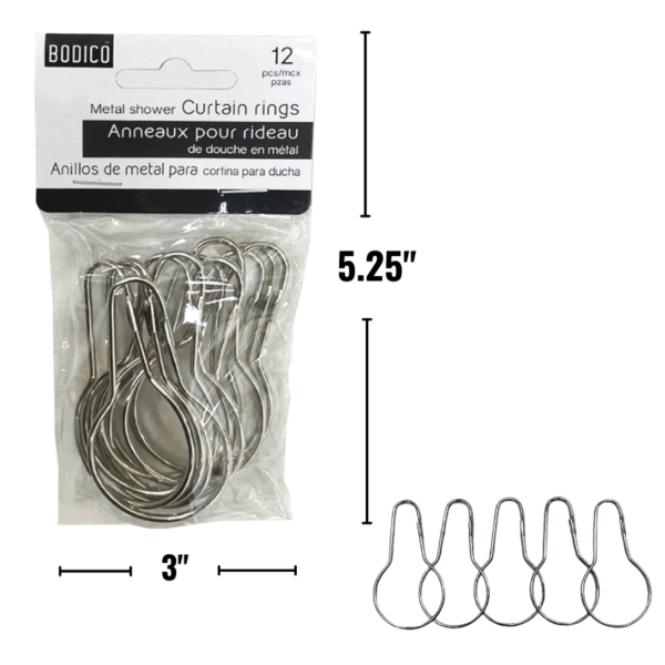 Wholesale Shower Curtain Metal Hooks, 12-Pack