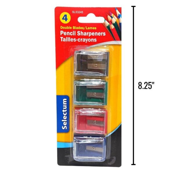 Wholesale 2 Hole Pencil Sharpener with Canister, 4-Pack ($0.50 Each)