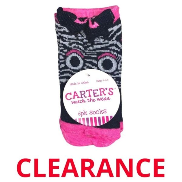 Wholesale Carters Girl’s Pink Zebra Socks 6 Pack ($0.83 each)