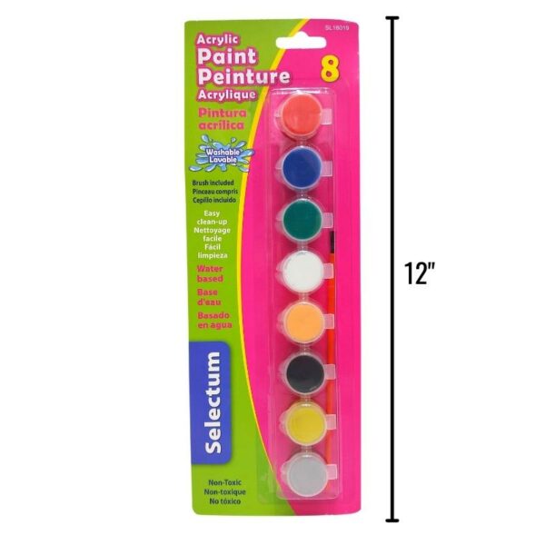 Wholesale Kids Acrylic Paint Set - 8 Colours with Paintbrush