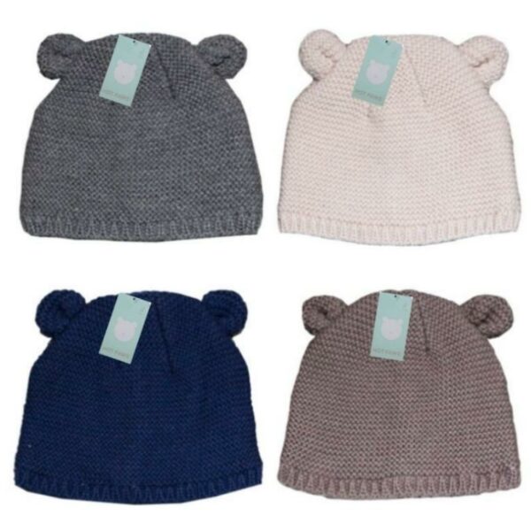 Wholesale Brand Name Infant Knit Toque with Ears, Asst. Colours (6-12 Months)