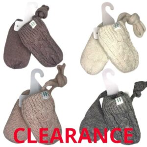 Wholesale Brand Name Infant’s Winter Mitt Knit with Liner & String- Asst Colours (0-12 Months)