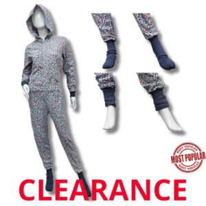 Wholesale Ladies Micro Polar Fleece Onesie – Grey/Pink Cheetah (Size: S – L)