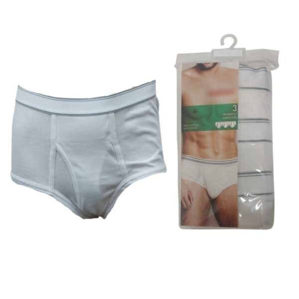 Wholesale Men’s Cotton Briefs- White, 3-Pack - Size: Small ($2.75 Each) - Image 4