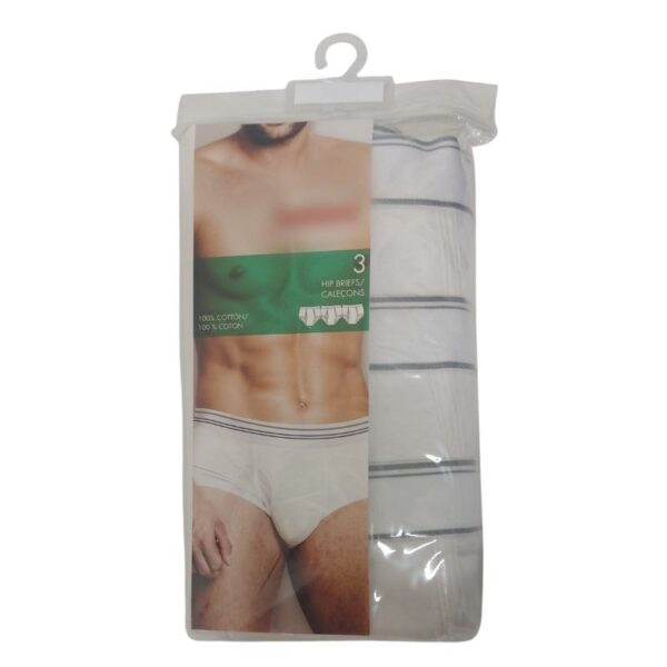 Wholesale Men’s Cotton Briefs- White, 3-Pack - Size: Small ($2.75 Each) - Image 3