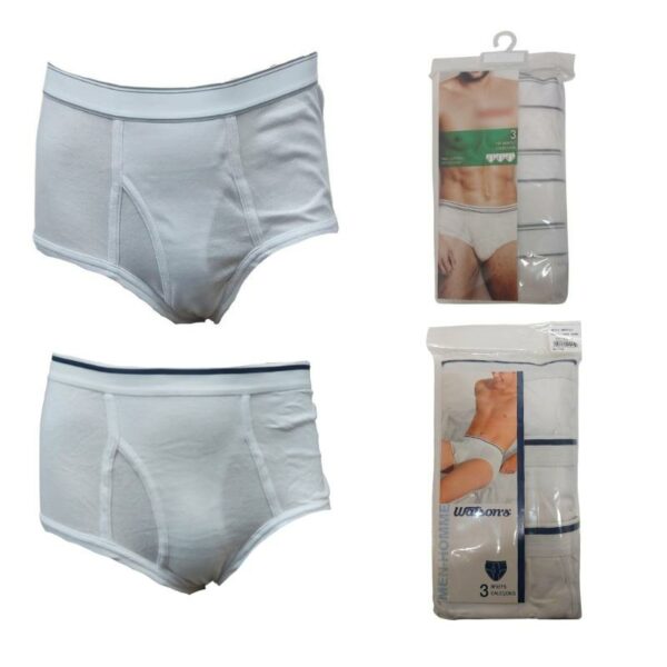 Wholesale Men’s Cotton Briefs- White, 3-Pack - Size: X-Large ($2.75 Each) - Image 8