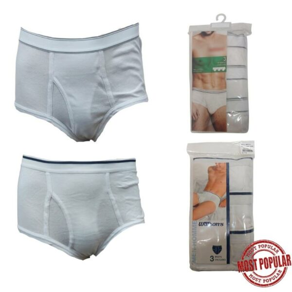 Wholesale Men’s Cotton Briefs- White, 3-Pack – Size_ X-Large ($2.75 Each)