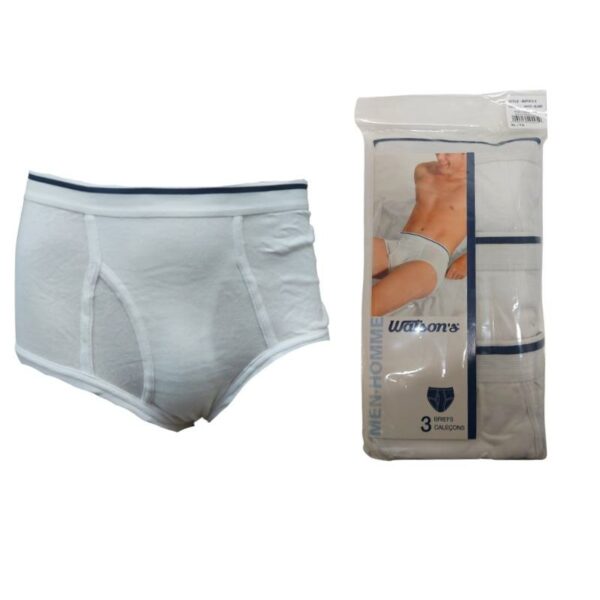 Wholesale Men’s Cotton Briefs- White, 3-Pack - Size: X-Large ($2.75 Each) - Image 5