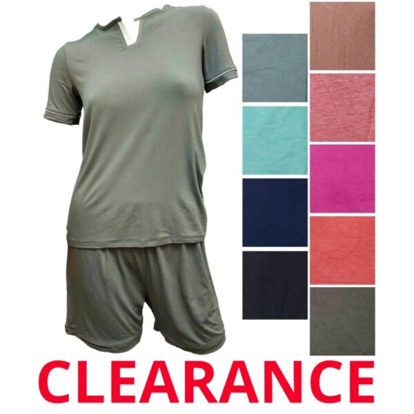 Wholesale Ladies’ 2-Piece Pajama Set_ Tee & Shorts (Size_ S–XL)