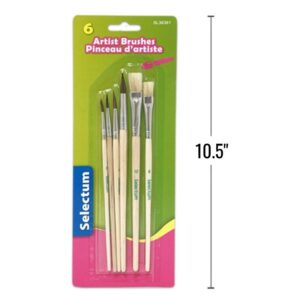 Paint Brushes – 6 Pack Assorted Wood Handles