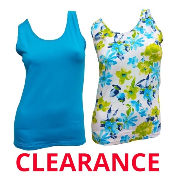 Wholesale Ladies’ Tank Top, Floral_Solid Colours- Size_ Large – 2-Pack ($2.50 Each)