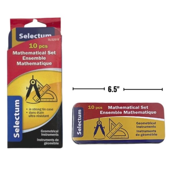 Wholesale Math Set, 10-Piece Set in Metal Case ($0.30 Each)