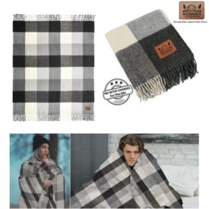 Plaid Wool Blanket, 50x60, with Lasered logo patch