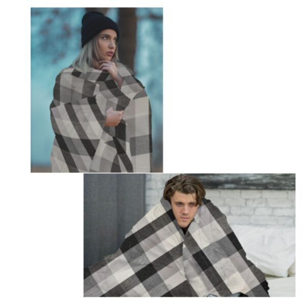 Custom Plaid Wool Blanket, 50x60, with Lasered logo patch - Image 2