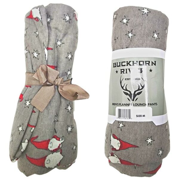 Wholesale Adult Flannel Pajama Pants - Heather Grey with Gnome Print (Size S-XXL) - Image 3