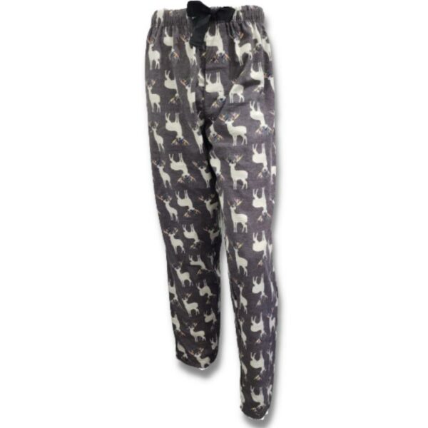 Wholesale Adult Flannel Pajama Pants - Heather Grey with Deer (Size S-XXL) - Image 2