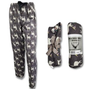 Wholesale Adult Flannel Pajama Pants – Heather Grey with Deer (Size S-XXL)