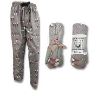 Wholesale Adult Flannel Pajama Pants – Heather Grey with Gnome Print (Size S-XXL)