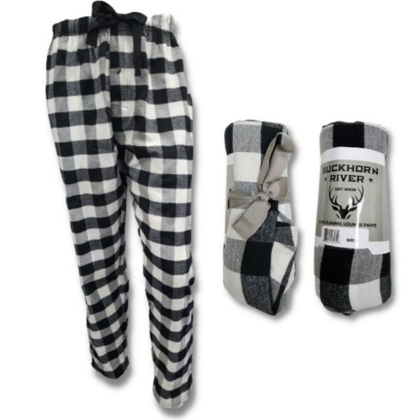 Wholesale Adult Plaid Flannel Pajama Pants – White_Black (Size S-XXL)