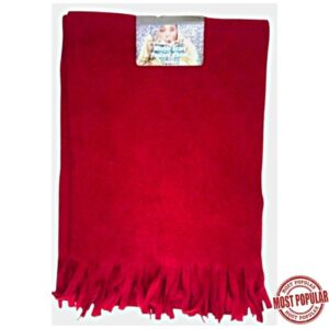 Wholesale Adult Polar Fleece Scarf with Fringe – Solid Red
