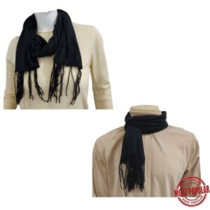 Wholesale Adult Scarf with Fringe – Black