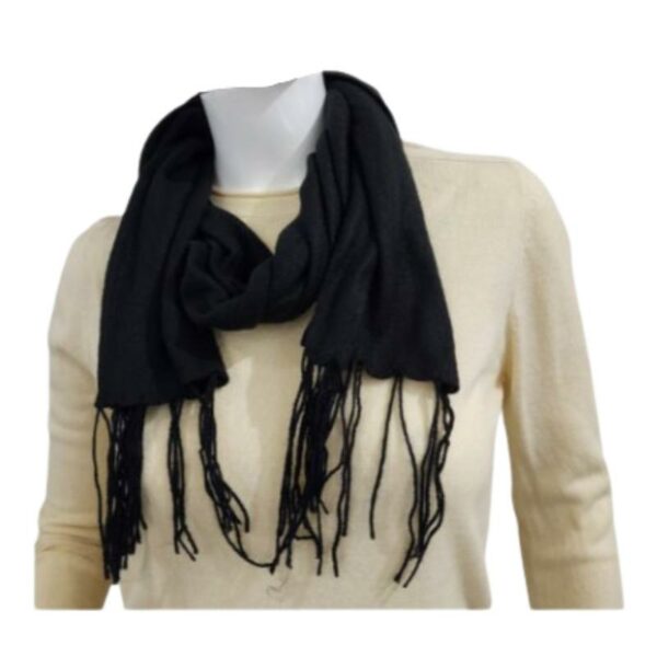 Wholesale Adult Scarf with Fringe - Black - Image 3