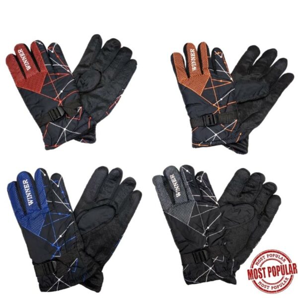 Wholesale Adult Ski Gloves with Design – Asst. Colours