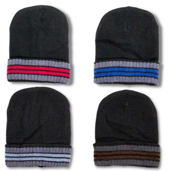 Wholesale Adult Winter Toque, Fur Lined with Stripes - Asst. Colour - Image 8