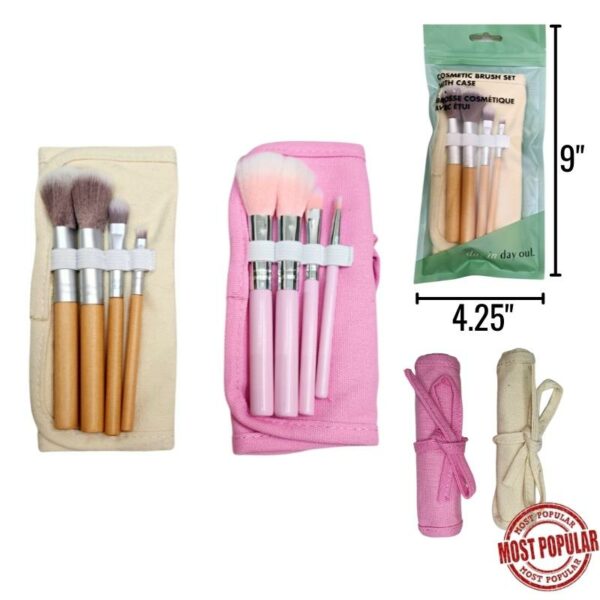 Wholesale Cosmetic Brush Set 4 Piece – Asst. Colours