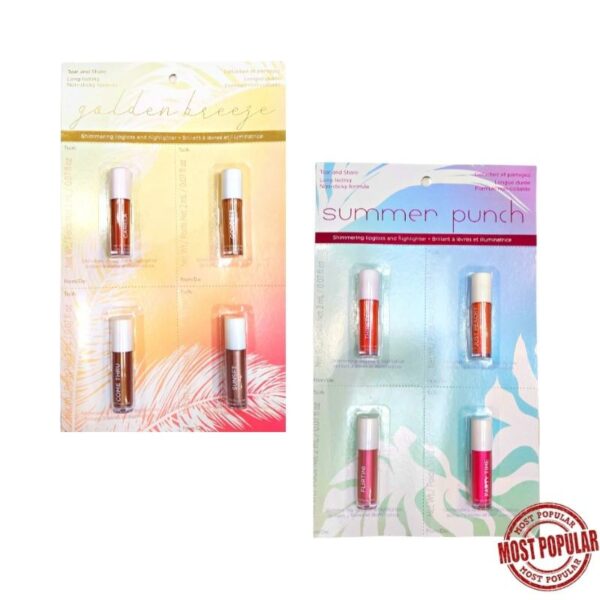 Wholesale Lip Gloss_Highligther- Asst Colours 4-Pack ($1.25 Each)