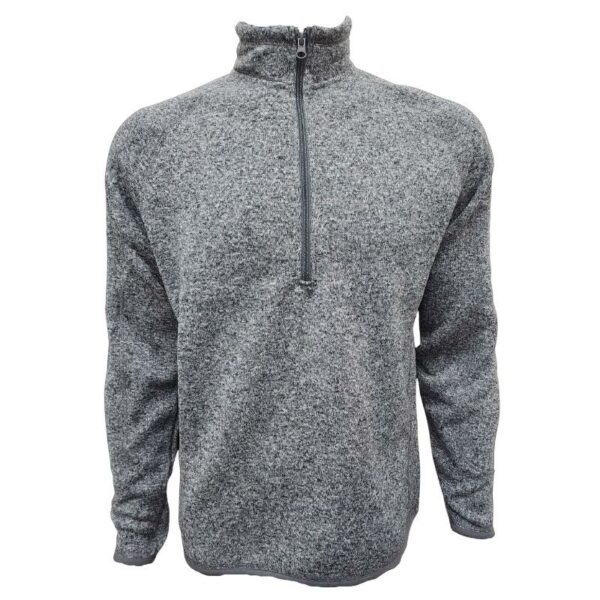 Wholesale Men’s 1/4 Zip Fleece Sweater, Heather Grey front