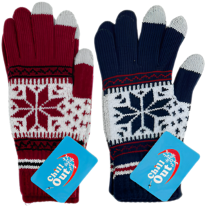 Wholesale Adult Heavy Knit Touchscreen Gloves – Snowflake Pattern