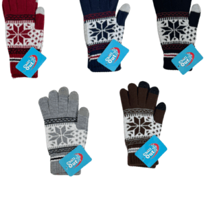 Wholesale Adult Heavy Knit Touchscreen Gloves – Snowflake Pattern