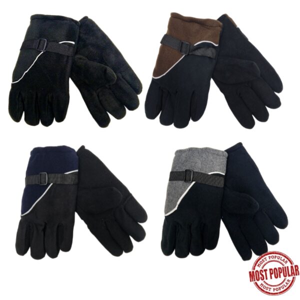 Wholesale Adult Polar Fleece Winter Gloves with Strap-BS