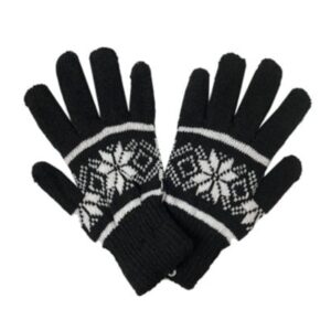 Wholesale Adult Heavy Knit Gloves – Snowflake Pattern - Black