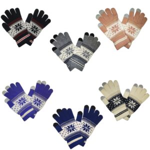 Wholesale Adult Heavy Knit Touchscreen Gloves – Snowflake Pattern