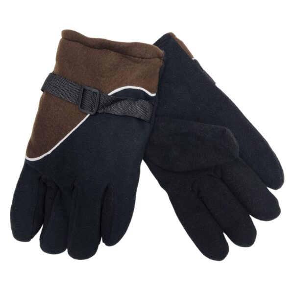 Wholesale Adult Polar Fleece Winter Gloves with Strap - Brown