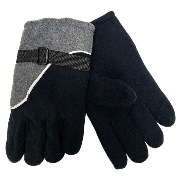 Wholesale Adult Polar Fleece Winter Gloves with Strap - Charcoal