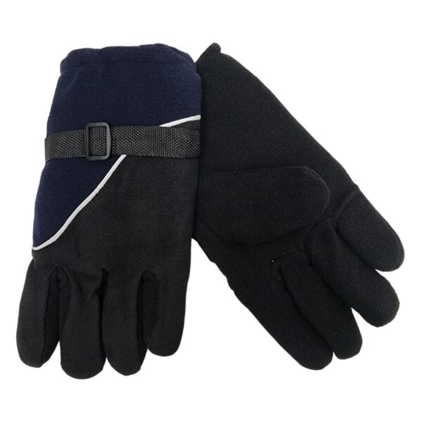 Wholesale Adult Polar Fleece Winter Gloves with Strap - Navy