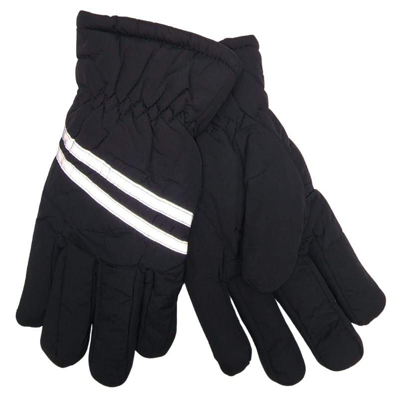 Wholesale Adult Ski Winter Gloves with Stripes - Black