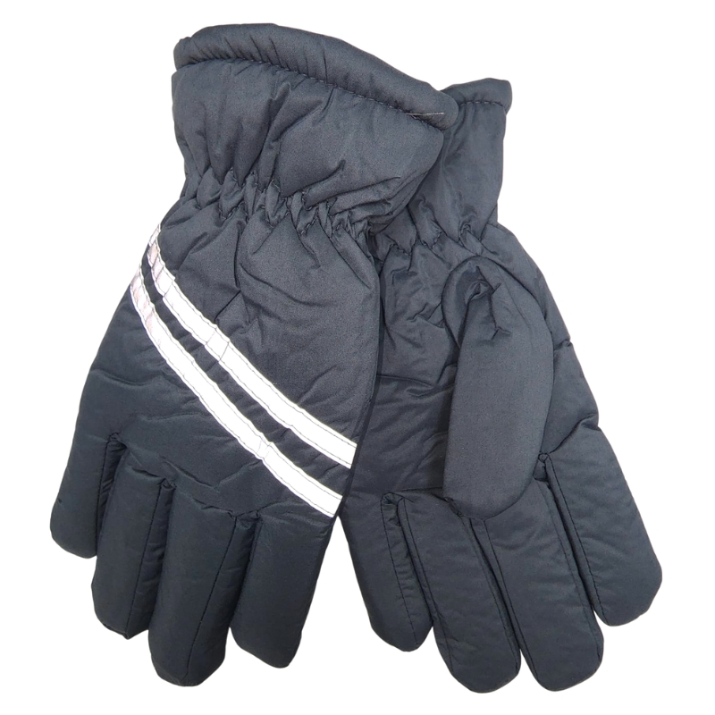 Wholesale Adult Ski Winter Gloves with Stripes - Charcoal