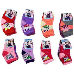 Wholesale Girls’ Ankle Socks, Asst. Cute Animals, 3-Pack – Size 1-3 ($1.00 Each)