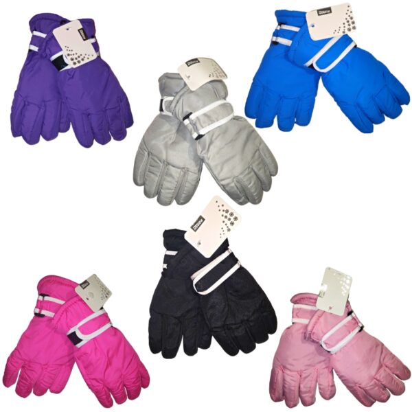 Wholesale Youth Ski Gloves with Strap – Asst. Colours (Size 4 – 8)