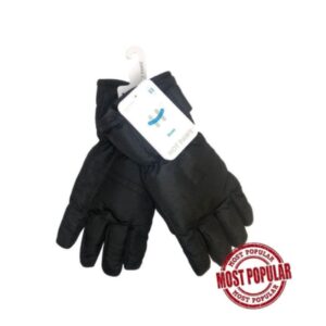 Wholesale Adult Brand Name Ski Gloves- Black with Velcro Cuff (Size S-XL)