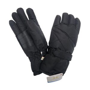 Wholesale Ladies Brand Name Ski Gloves – Black with a Strap (Size S-L)