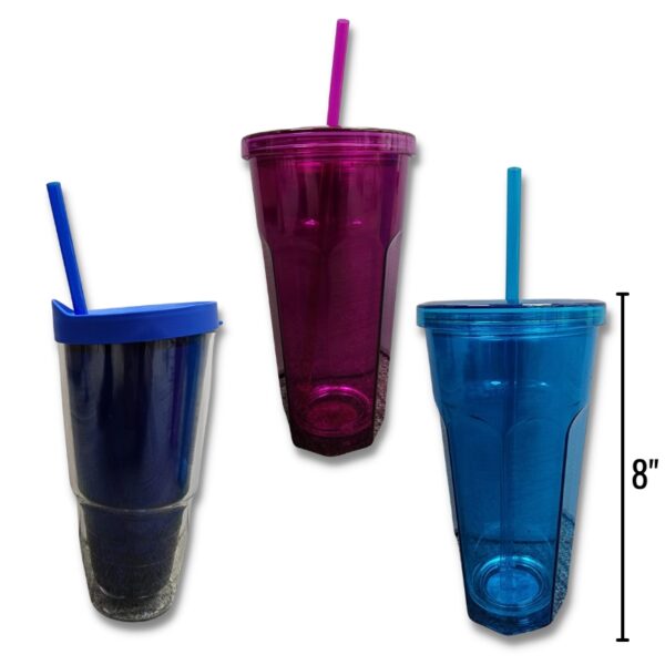 Wholesale Tumblers with Straw – Asst. Colours (4″W x 8″H)
