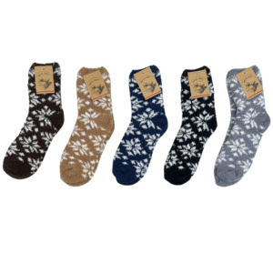 Wholesale Adult Fluffy Snowflakes Socks - Asst. Colours (Size: 10-13)